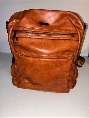 Cluci, Brown Backpack Purse, PU Leather